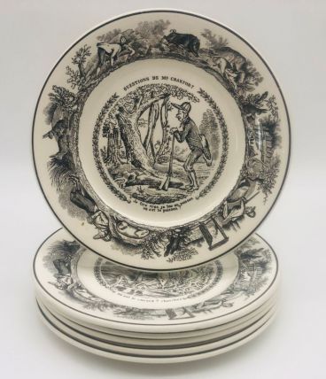 6 Assiettes porcelaine, Creil Et Montereau.