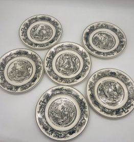 6 Assiettes porcelaine, Creil Et Montereau.