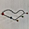 Portemanteau vintage 1960 coeur 5 patères boules bois - 60 c