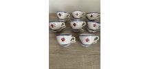 Lot 16 tasses à café  porcelaine Digoin Mary Lou an 40