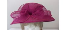 Chapeau en raphia rose fuchsia - taille 57