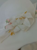 Chapeau capeline de mariée + serre-tête assorti