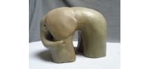 Eléphant en terre cuite patinée, pièce unique signée