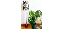 Lampadaire en teck scandinave et abat-jour style 1970 