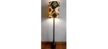 Lampadaire en teck scandinave et abat-jour style 1970 