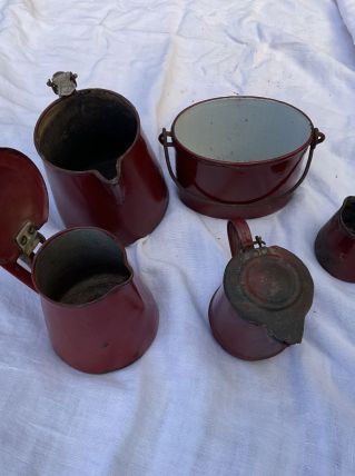 Lot de pots métal émaillé 