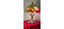 lampe bronze  ancienne et abat jour verre vitrail style tiff