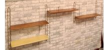 etagere 1960 acier faux bois et chrome or 4 montants   184 c