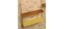 etagere 1960 acier faux bois et chrome or 4 montants   184 c