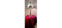 Lampe bronze ancienne et abat jour verre vitrail style tiffa