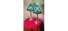 paire lampe bronze ancienne art nouveau , abat jour verre vi