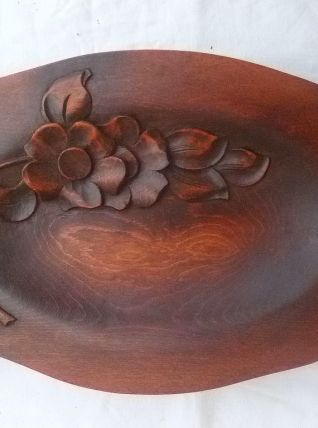 plateau  en bois massif artisanal , vintage