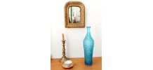 Bouteille diamant en verre d’Empoli bleu 1950