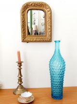 Bouteille diamant en verre d’Empoli bleu 1950