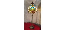 lampe laiton 1920 abat jour  vitrail tiffany 48x14  