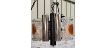 lustre murano 1970 , mazzaga chaine 55x32x40 chrome et verre