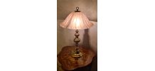 lampe laiton polie 1970 abat jour pate verre vianne 56x35 el