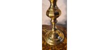 lampe laiton polie 1970 abat jour pate verre vianne 56x35 el