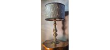 lampe laiton  1960 neo classique  abat jour bambou  motif ge