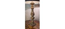 lampe laiton  1960 neo classique  abat jour bambou  motif ge