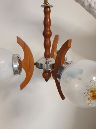Lustre 3 branches design Mazzega verres Murano