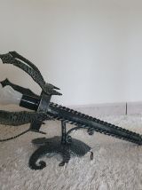 Ancienne applique torchère fer forgé château fleur lys 1950