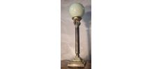 lampe bronze colonne corinthienne opaline verte superbe 52x1