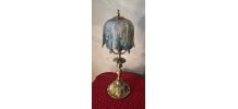 lampe ancienne art nouveau bronze abat jour verre teinté, 43