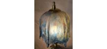 lampe ancienne art nouveau bronze abat jour verre teinté, 43