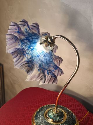 lampe art nouveau avec abat jour dentelle  neo classic 40x35