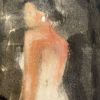 Tableau signé portrait femme à la perle