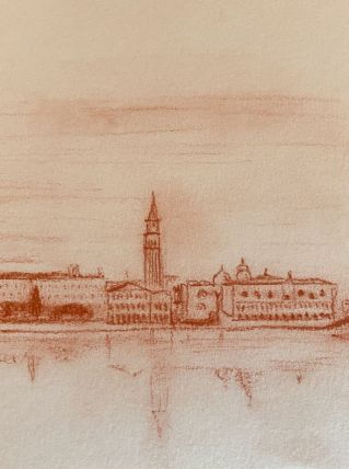 Tableau sanguine  signé vue de Venise 