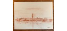 Tableau sanguine  signé vue de Venise 