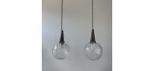 PAIRE SUSPENSIONS EN VERRE TEXTURE VINTAGE