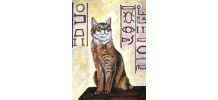 Tableau d'un chat abyssin d'inspiration Egypte antique. 