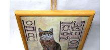 Tableau d'un chat abyssin d'inspiration Egypte antique. 