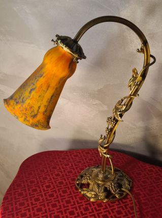 lampe de bureau art nouveau bronze et laiton doré 41x31tres 