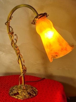 lampe de bureau art nouveau bronze et laiton doré 41x31tres 