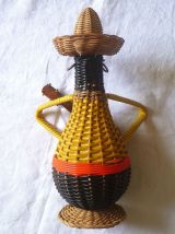 Bouteille scoubidou Mexicain , vintage