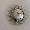 Miroir vintage 1960 soleil oeil de sorcière métal doré bombé