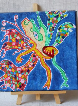 Peinture art brut , art singulier "L'arrache coeur"