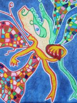 Peinture art brut , art singulier "L'arrache coeur"