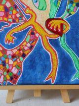 Peinture art brut , art singulier "L'arrache coeur"