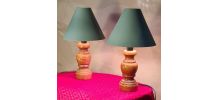 paire de lampe chevet bois et abat jour acier,scandinave ele