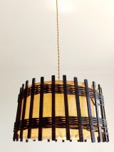 Suspension bois et toile de jute 1970 