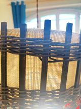 Suspension bois et toile de jute 1970 