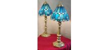 Paire lampe bronze ancienne art nouveau,   Abat jour verre 4