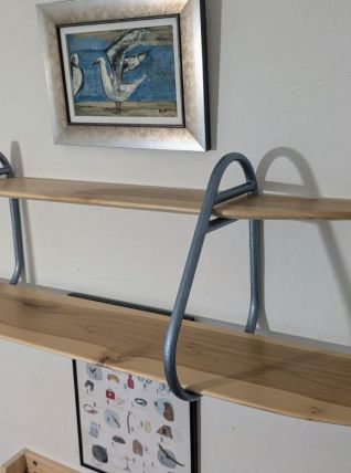 Etagère double tablette bois massif dlg hitier moderniste