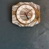 Horloge vintage pendule murale silencieuse "Noir blanc ocre"