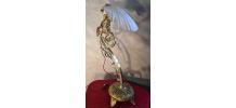 lampe bronze doré 58x25x6kg  abat jour coquille verre 1960 e